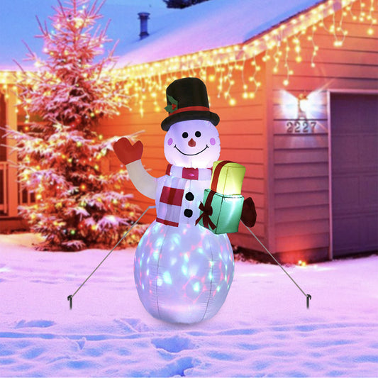 Christmas LED Lights Glowing Santa Tree Snowman Inflatable Doll Outdoor Yard Garden Decor - MANDOTOS