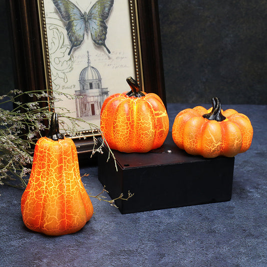 New Halloween Pumpkin Lantern Simulation Pumpkin LED Candle Lamp Resin Luminous Pumpkin - MANDOTOS