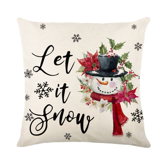 Christmas Decorations Pillow Covers Sofa Square Throw Pillow Cases Stamping Snowflake Waist Cushion Cover Home Bed Decor - MANDOTOS