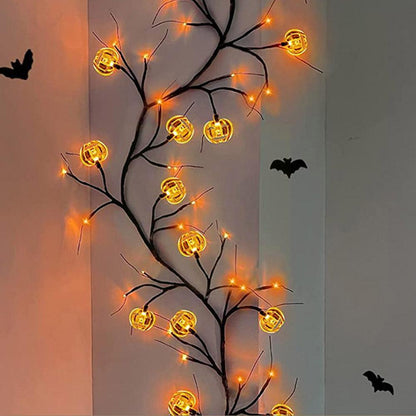 Halloween LED Willow Vine String Light Cool Cartoon Bat Pumpkin Decoration For Indoor Outdoor Party House Decor - MANDOTOS
