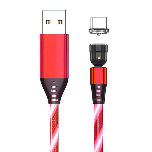 Ancient Energy 540 Rotate Luminous Magnetic Micro USB and Type C Phone Charging Cable with fast 3A charging and LED illumination.