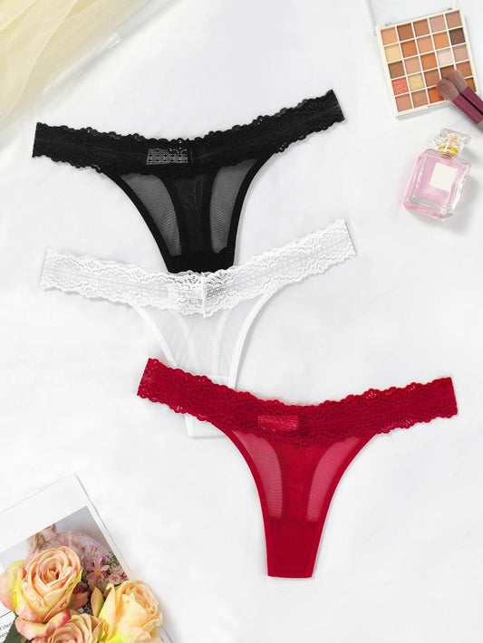 3pcs/Set Sexy Women G-string Underwear Multi Color Female Thongs Breathable Floral Panties Lady Underpants Intimate Lingerie - MANDOTOS