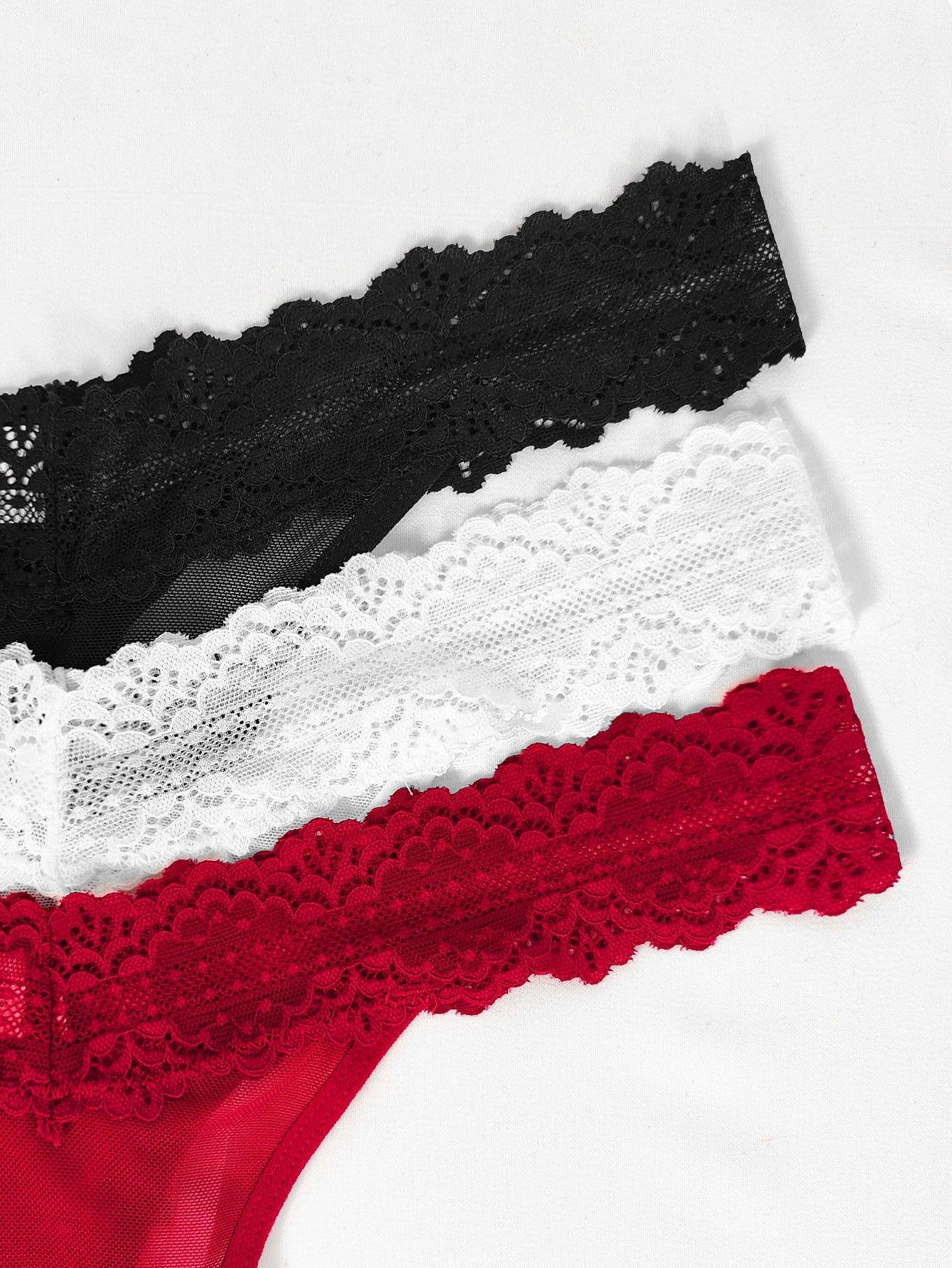 3pcs/Set Sexy Women G-string Underwear Multi Color Female Thongs Breathable Floral Panties Lady Underpants Intimate Lingerie - MANDOTOS