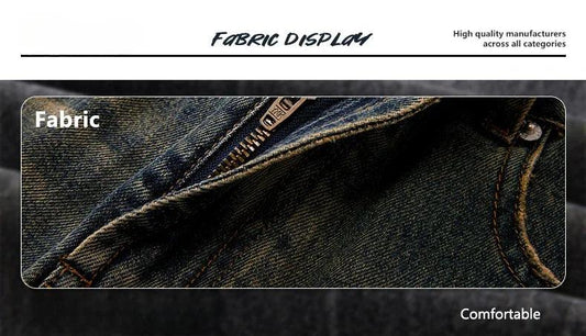 4 Colors Autumn Vintage Distressed Men's Baggy Straight Jeans Fashion Korean High Street Denim Pants Streetwear Male Trousers - MANDOTOS