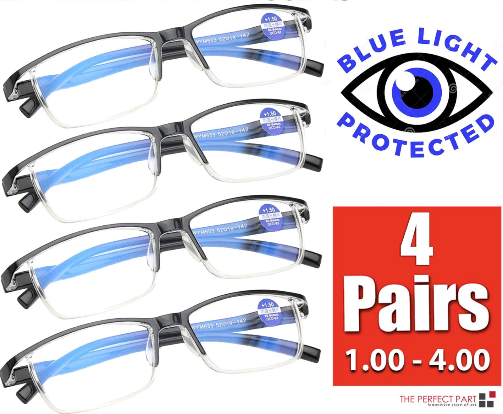4-Pack Spring Hinge Anti-Blue Light Readers - MANDOTOS