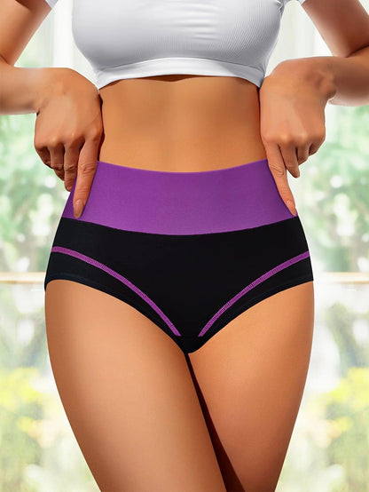4 pcs High Waisted Tummy Tightening Women's Panties Fashionable Breathable Comfortable Shape Triangle Pants for Women - MANDOTOS