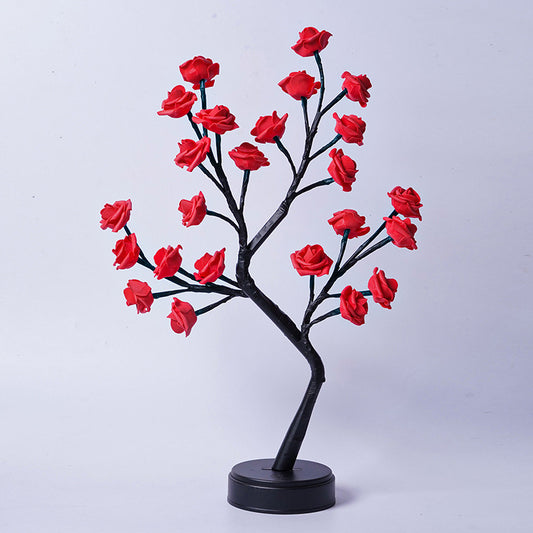 Table Lamp Flower Tree Rose Lamps Fairy Desk Night Lights USB Operated Gifts For Wedding Valentine Christmas Decoration - MANDOTOS