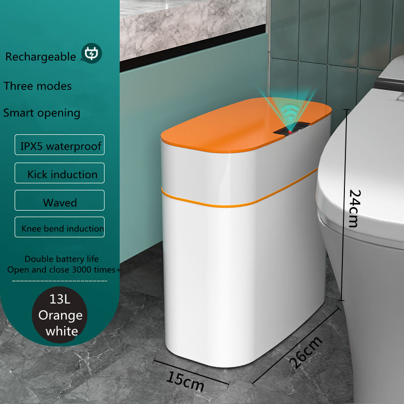 Smart Trash Can with Automatic Opening and Multiple Functions - White ABS Material - MANDOTOS0