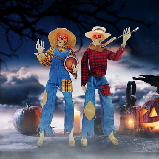 Light-Up Guitarist Skeleton: Spooky Halloween DecorationDefault