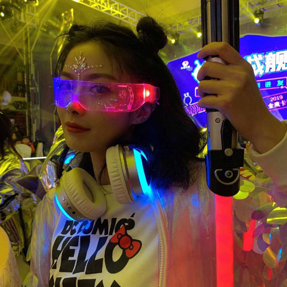 LED Luminous Glasses Party Bar Disco Punk Glasses Futuristic Style Festival Goggles Decoration Gifts - MANDOTOS