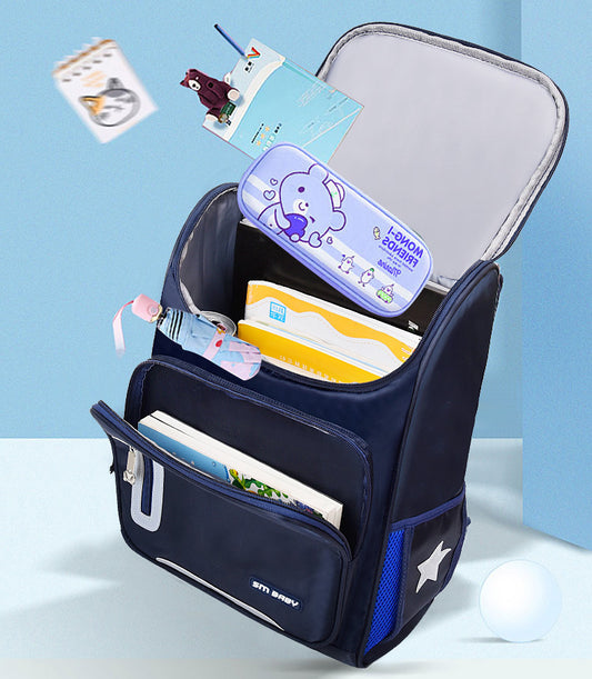 Ancient Energy primary school backpack for kids aged 6-12, featuring colorful design and adjustable straps for young students.