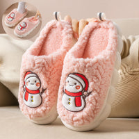 Cute Snowman Slippers Winter Indoor Household Warm Plush Thick-Soled Anti-slip Couple Home Slipper Soft Floor Bedroom House Shoes - MANDOTOS