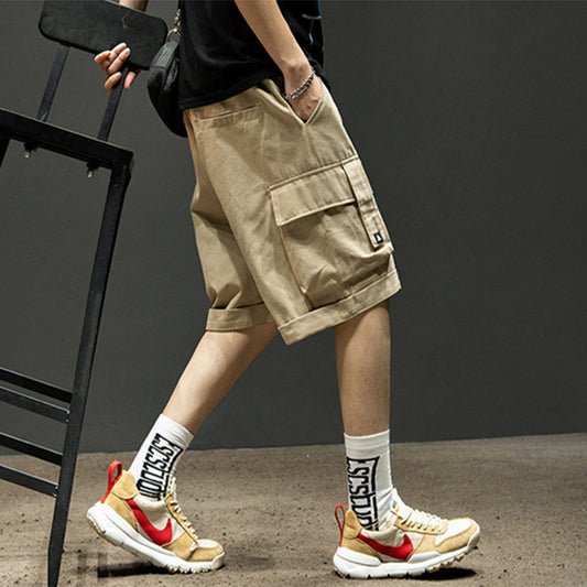 Men's cargo shorts with multiple pockets, summer casual pants by Ancient Energy, lightweight and comfortable for warm weather.