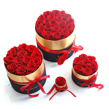 Eternal Roses In Box Preserved Real Rose Flowers With Box Set Valentines Day Gift Romantic Artificial Flowers - MANDOTOS
