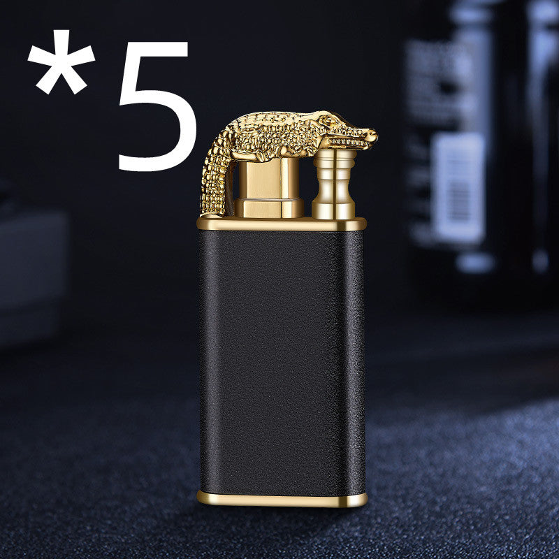 Creative Blue Flame Lighter Dolphin Dragon Tiger Double Fire Metal Winproof Lighter Inflatable Lighter - MANDOTOS
