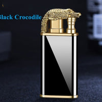 Creative Blue Flame Lighter Dolphin Dragon Tiger Double Fire Metal Winproof Lighter Inflatable Lighter - MANDOTOS