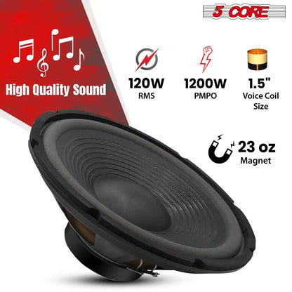 5Core Max Bass 15 Inch Subwoofer 450W 4Ohm - MANDOTOS