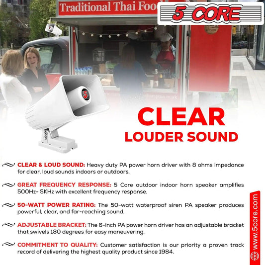 5Core Universal PA Horn Speaker 50W 6x4 - MANDOTOS