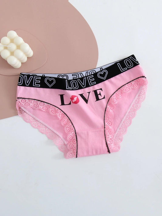 5pcs women cotton Panties Fashion Letter Printed Belt Ladies underwear Breathable Intimates Lingeries - MANDOTOS