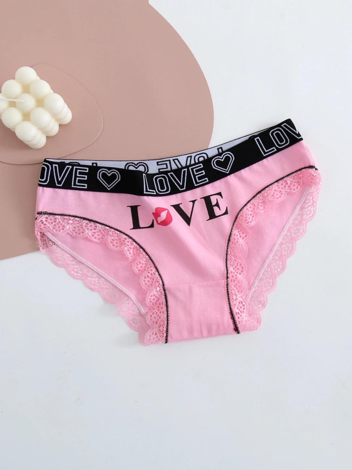 5pcs women cotton Panties Fashion Letter Printed Belt Ladies underwear Breathable Intimates Lingeries - MANDOTOS
