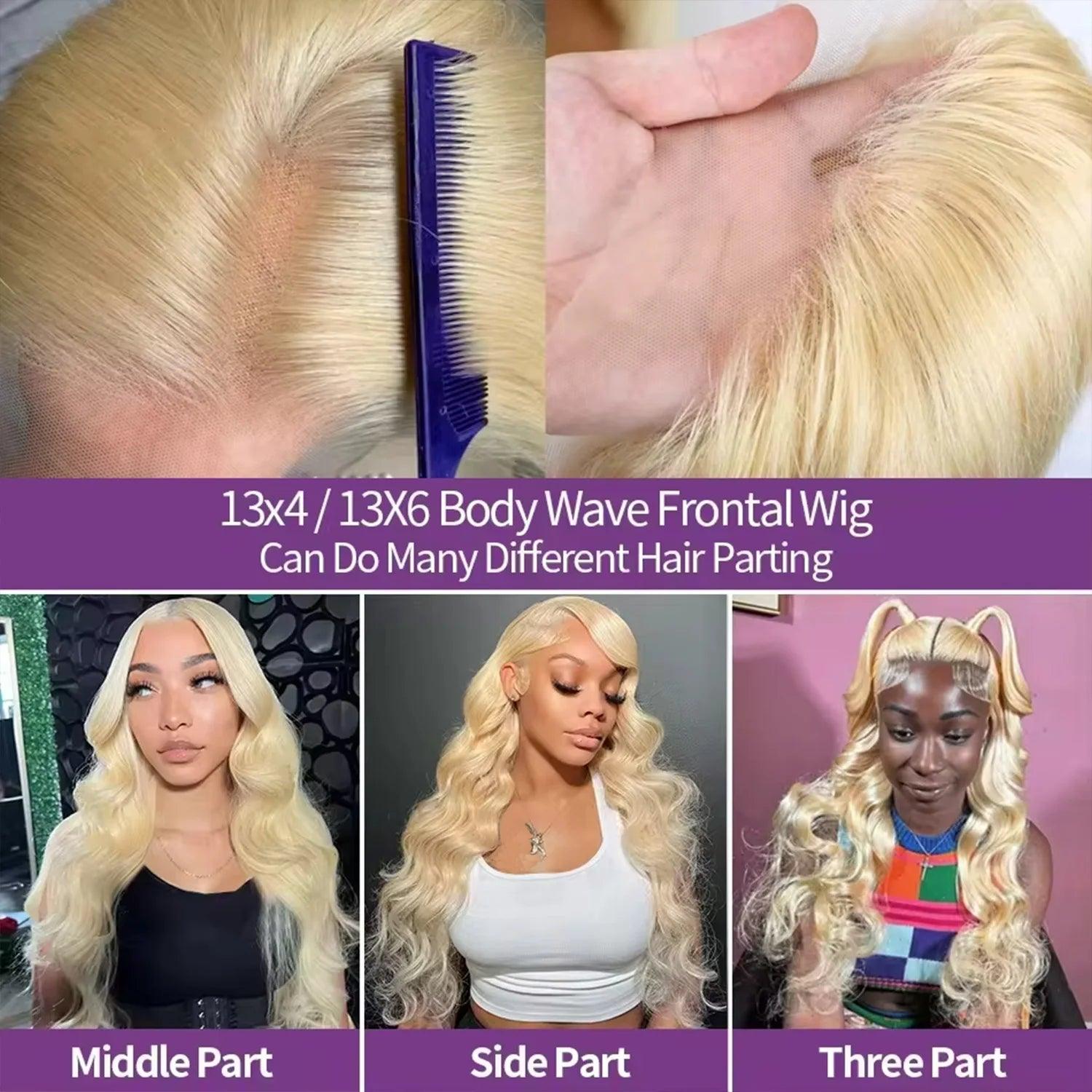 613 hd Lace Frontal Wig 13x6 Lace Frontal Wig Human Hair for Women Blonde Human Hair Wig 13x4 Body Wave Lace Front Wigs on Sale - MANDOTOS