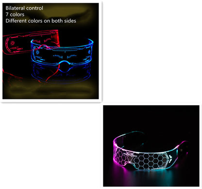 LED Luminous Glasses Party Bar Disco Punk Glasses Futuristic Style Festival Goggles Decoration Gifts - MANDOTOS