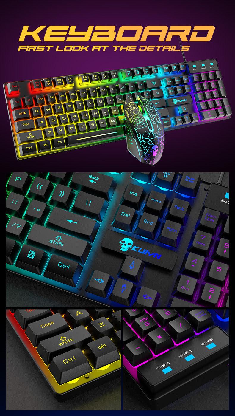 "Kuiying T6RGB Luminous Keyboard And Mouse Set - MANDOTOS"