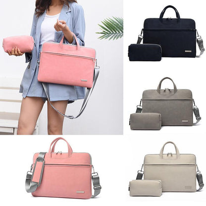 "PU Leather Women Laptop Bag Notebook Carrying Case Briefcase For Macbook Air 13.3 14 15.6 Inch Men Handbags Shoulder Mouse Bag - MANDOTOS"