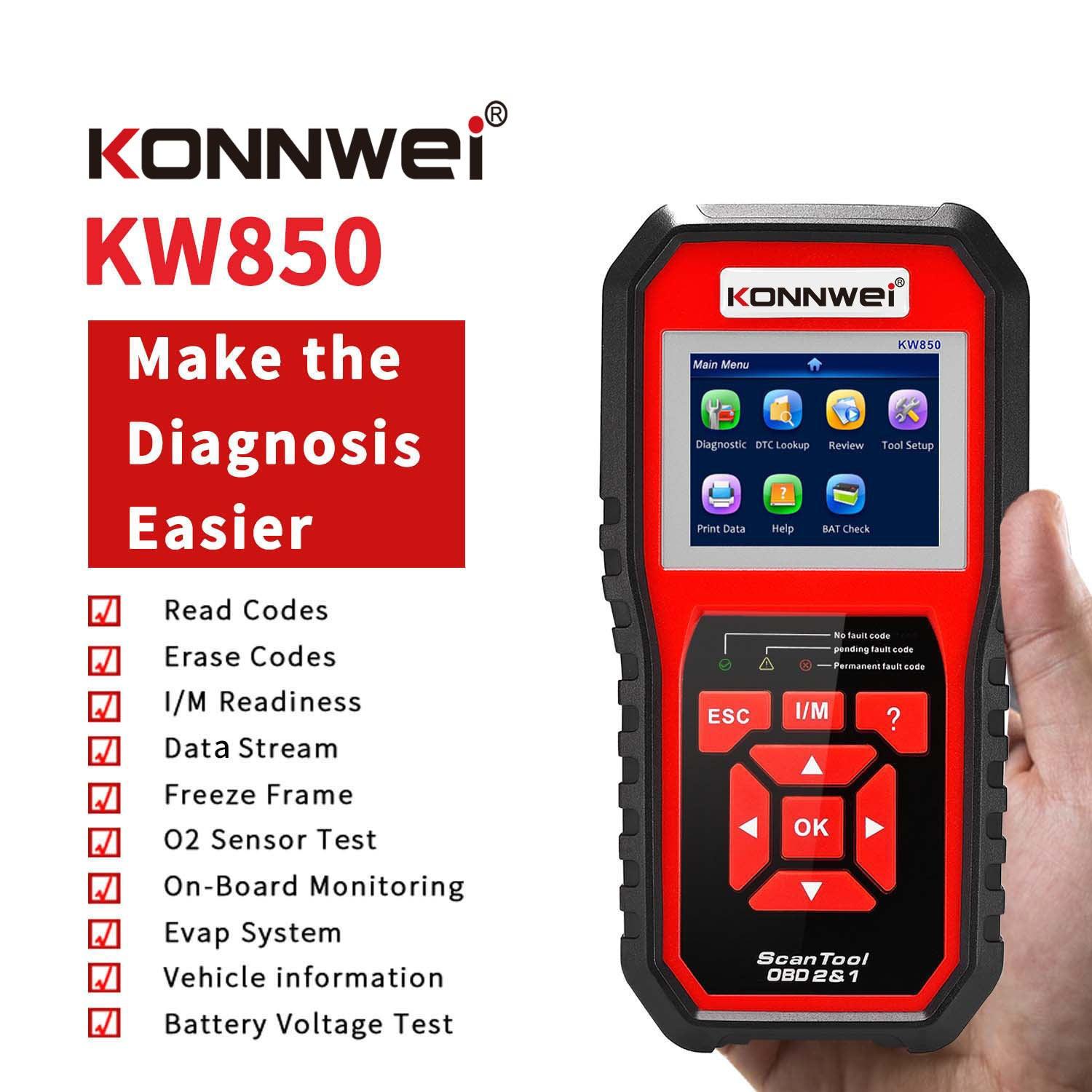 "KW850 OBD2 CAN BUS Code Reader car engine fault code detector scanner - MANDOTOS"