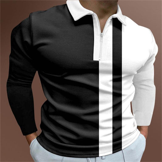 "Men's POLO Shirt Striped Printed Short Sleeve T-Shirt Lapel Shirt - MANDOTOS"