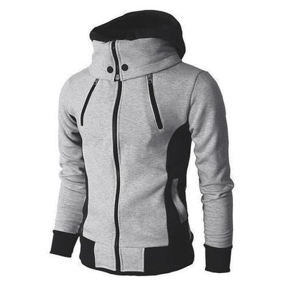 "Men's Zip UP Hooded Jacket Fake Two Piece Sports Cardigan Casual Slim Sweatshirt Jacket - MANDOTOS"