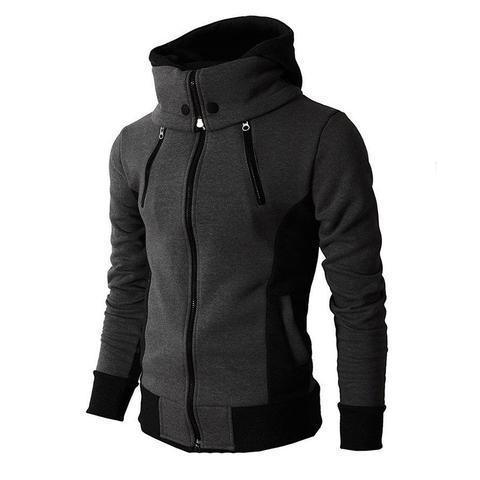 "Men's Zip UP Hooded Jacket Fake Two Piece Sports Cardigan Casual Slim Sweatshirt Jacket - MANDOTOS"