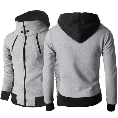 "Men's Zip UP Hooded Jacket Fake Two Piece Sports Cardigan Casual Slim Sweatshirt Jacket - MANDOTOS"