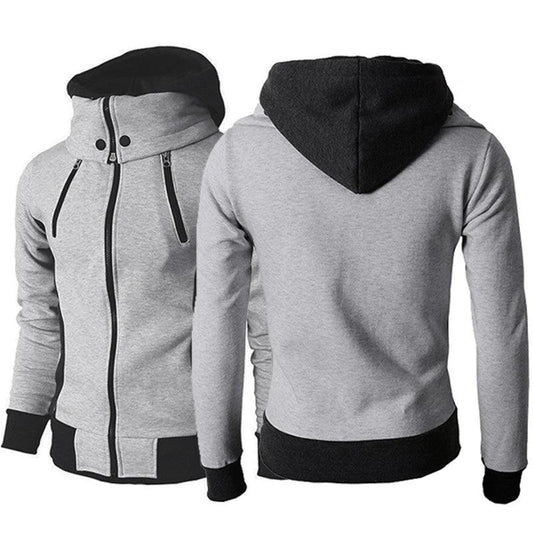 "Men's Zip UP Hooded Jacket Fake Two Piece Sports Cardigan Casual Slim Sweatshirt Jacket - MANDOTOS"