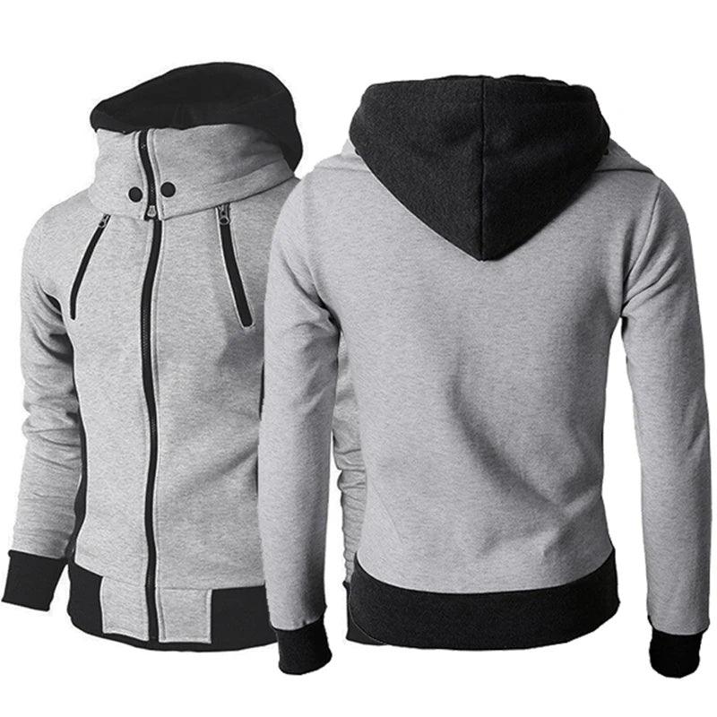 "Men's Zip UP Hooded Jacket Fake Two Piece Sports Cardigan Casual Slim Sweatshirt Jacket - MANDOTOS"