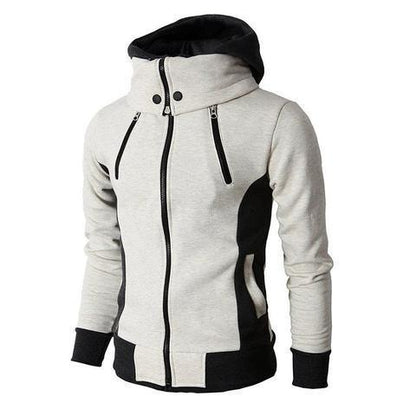 "Men's Zip UP Hooded Jacket Fake Two Piece Sports Cardigan Casual Slim Sweatshirt Jacket - MANDOTOS"