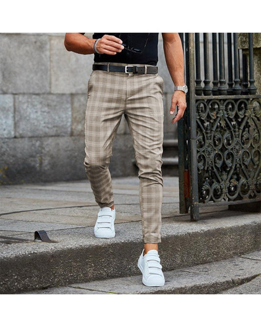 "Plaid Print Pants Men's Casual Trousers Loose And Thin - MANDOTOS"
