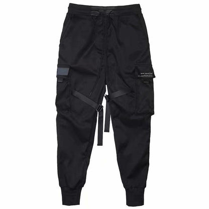 "Ribbons Harem Joggers Men Cargo Pants Streetwear Hip Hop Casual Pockets Cotton Track Pants - MANDOTOS"