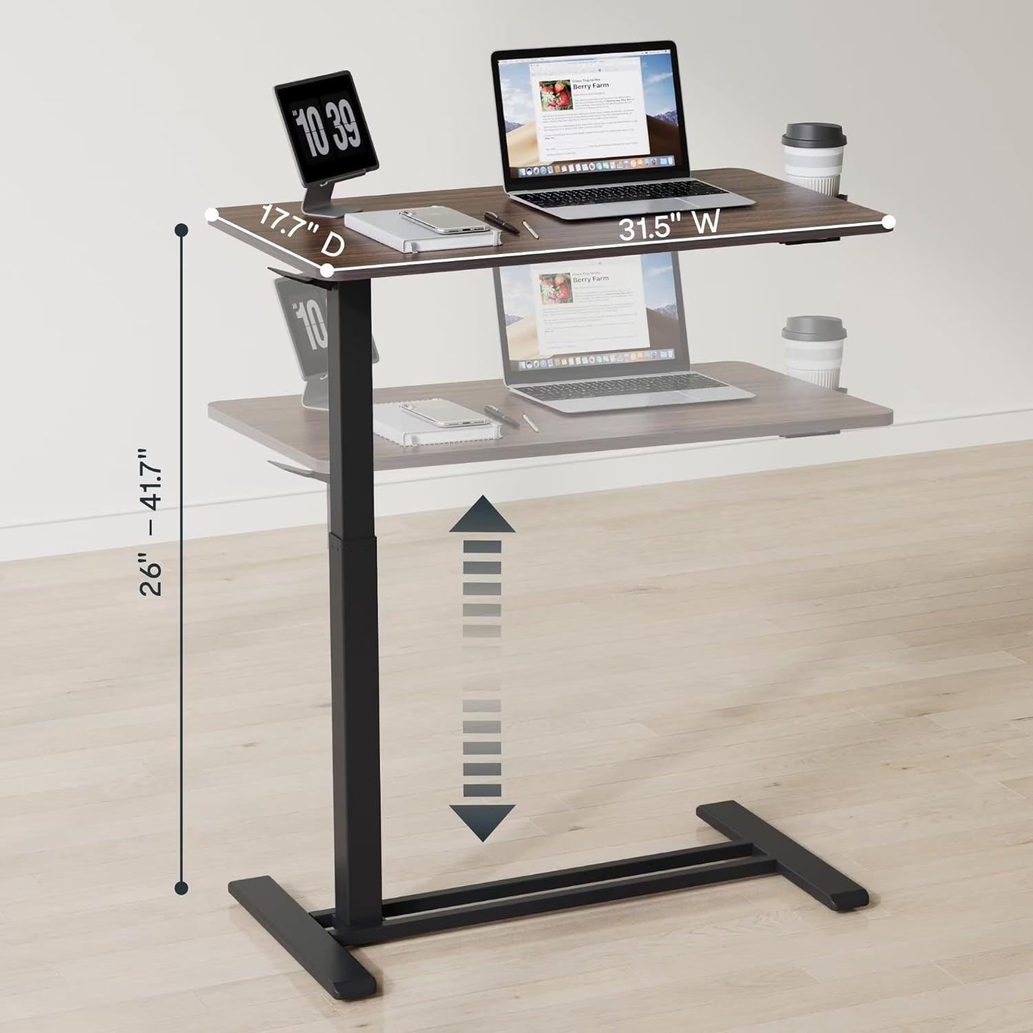 "Standing Scroll Table With Hidden Wheels Side Table Height-adjustable Bed Table - MANDOTOS"