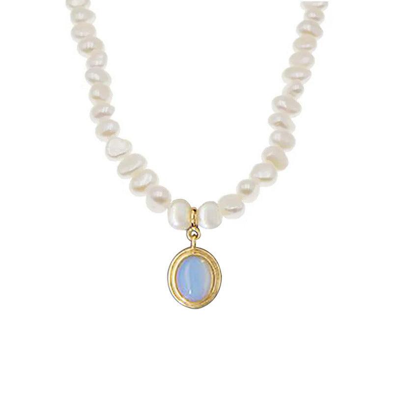 "Round Medal Pearl Necklace Irregular Pearl - MANDOTOS"