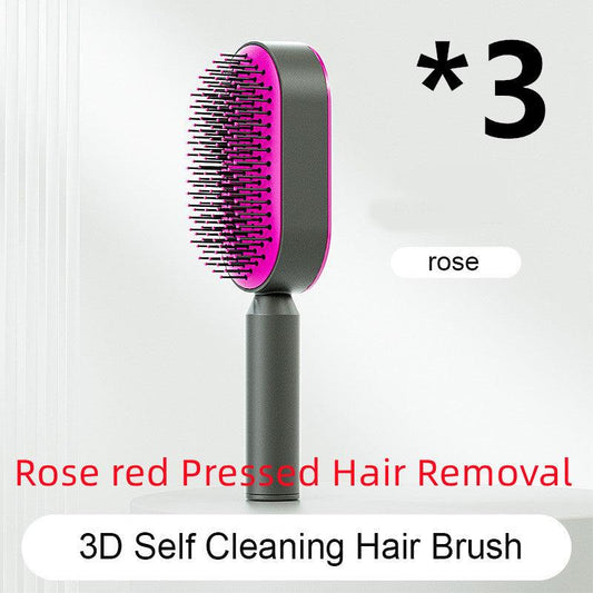 "Self Cleaning Hair Brush For Women One-key Cleaning Hair Loss Airbag Massage Scalp Comb Anti-Static Hairbrush - MANDOTOS"