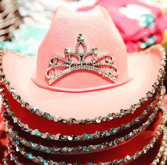 "Feather Edge Letter Cowboy Hat Sequined Crown Cowboy Hat - MANDOTOS"