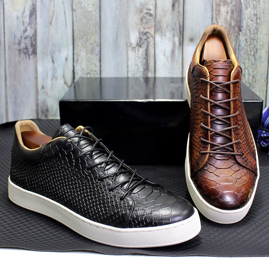 "Men's Embossed Casual Leather Shoes - MANDOTOS"