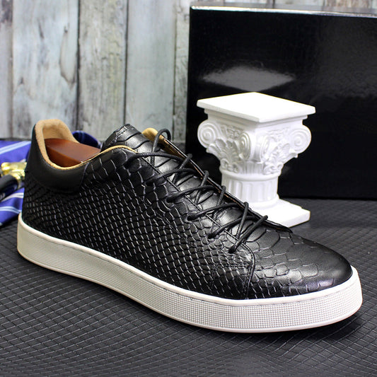 "Men's Embossed Casual Leather Shoes - MANDOTOS"