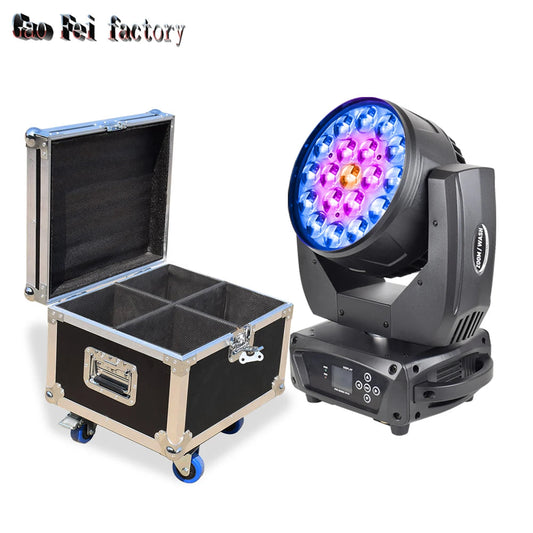 "4-In-1 RGBW LED Zoom Lyre Wash Moving Head DJ Lights with Flight Cases - MANDOTOS"