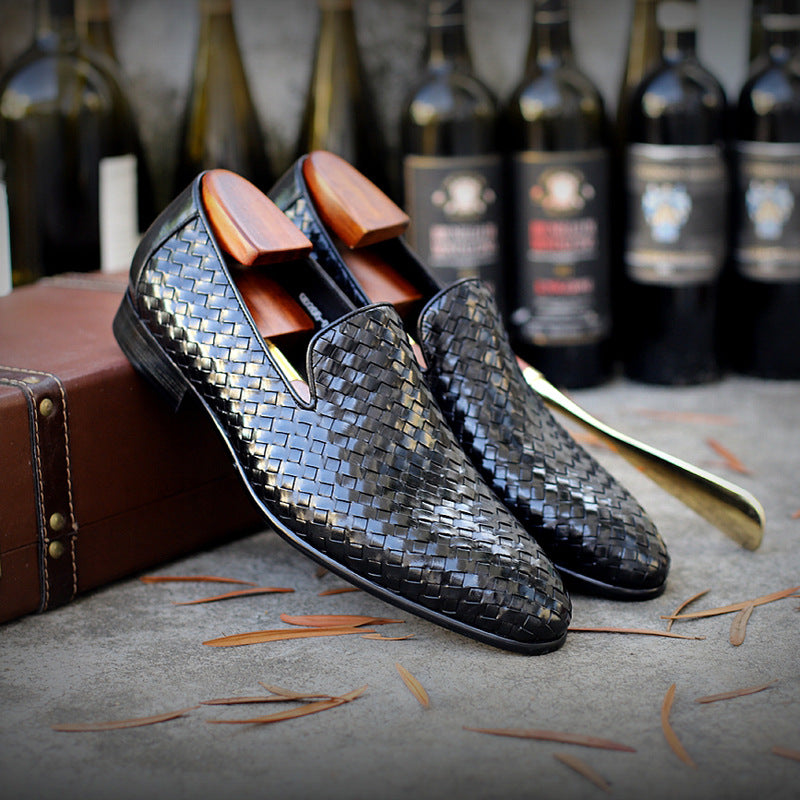 "Stylish Cowhide Woven Leather Shoes for Men - MANDOTOS"