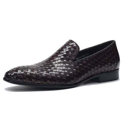 "Stylish Cowhide Woven Leather Shoes for Men - MANDOTOS"