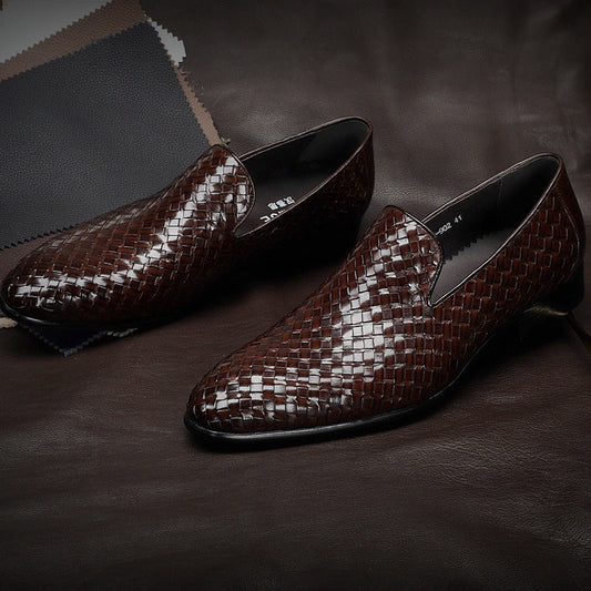"Stylish Cowhide Woven Leather Shoes for Men - MANDOTOS"