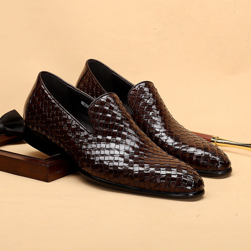 "Stylish Cowhide Woven Leather Shoes for Men - MANDOTOS"