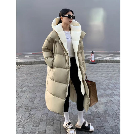 "Women's Cozy Long Hooded Down Jacket - MANDOTOS"